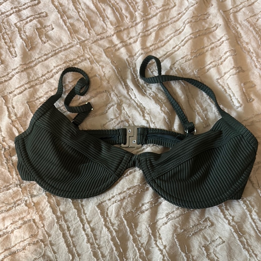 Dark Green Underwire swim top